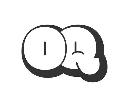 OQ logo, bubble comic lettering, rounded in graffiti style black and white .. イラスト素材