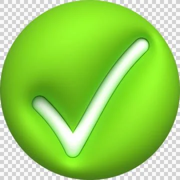 Like or correct symbol,Confirmed or approved button 3D illustration Stock Illustration