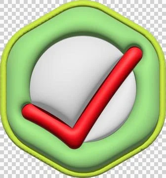 Like or correct symbol,Confirmed or approved button 3D illustration Stock Illustration