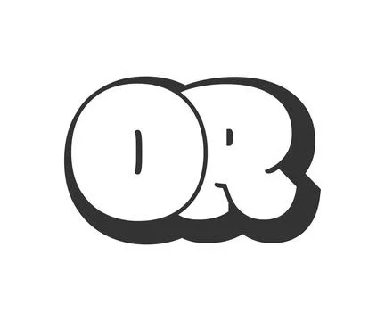 OR logo, bubble comic lettering, rounded in graffiti style black and white .. イラスト素材