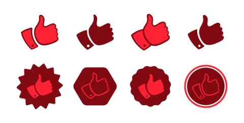 Like or thumb up icons web recommended set vector Stock Illustration