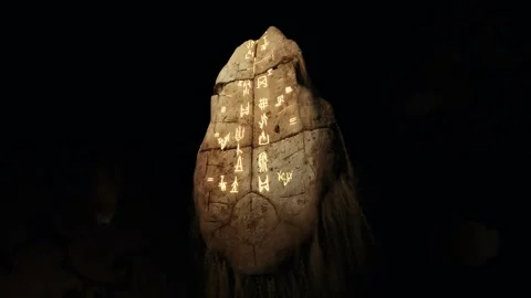 Oracle Bone Script Ancient Chinese Hieroglyph 3D Animation 4K Stock Footage 342091336