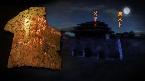 Oracle bones from Yin Ruins，interpretation Stock-Footage 53470649