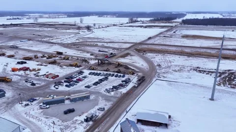 Oracle Data Center Stargate site in Saline Michigan breaking ground in winter Stock Footage 332117071