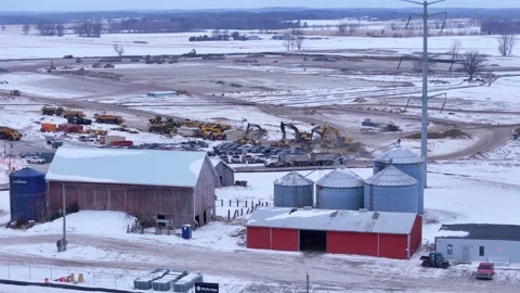 Oracle Data Center Stargate site breaking ground in Saline Michigan, New Oracle Stock Footage 332604111