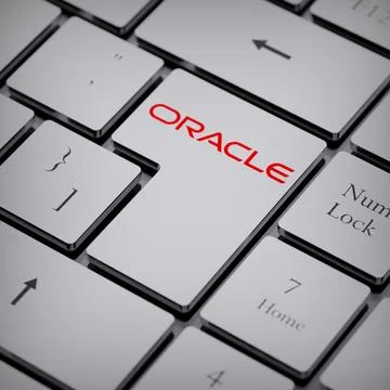 Oracle logo notebook keycap 3d illustration stock market editorial Stock Photos