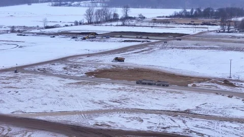 Oracle Stargate data center ground breaking Saline Michigan USA winter Stock Footage 333215335