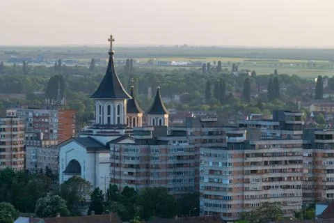 Oradea - Episcopal cathedral viewed from above in Oradea, Romania Stock Photos
