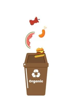 Oraganic garbage sorting container with recycle symbol. Stock-Illustration