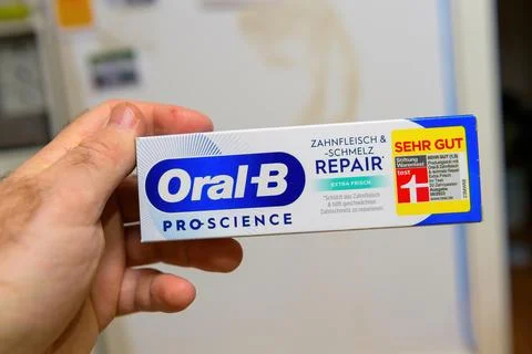 Oral-B toothpaste packaging Stock Photos