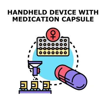 Oral contraceptive developing and producing process concept Stock-Illustration