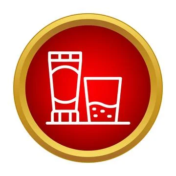 Oral hygiene items icon on red background Stock Illustration
