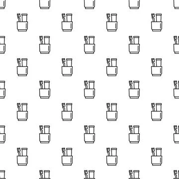 Oral hygiene pattern with toothbrush and toothpaste cup Illustrazione stock