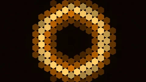 Orang Hexagon Grid Explode Center Burst Hex Background Loop Video stock 342609173