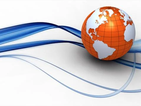 Orange 3d glossy globe Stock Illustration