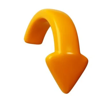 Orange 3d half circle arrows down direction. Arrow sign or icon for web button Stock Illustration
