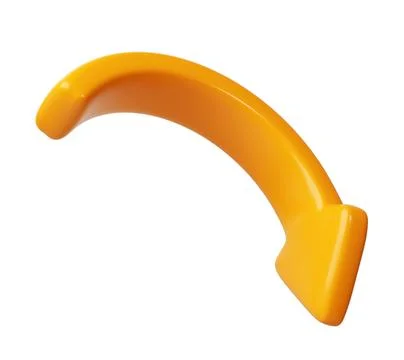 Orange 3d half circle arrows down direction. Arrow sign or icon for web button Stock Illustration