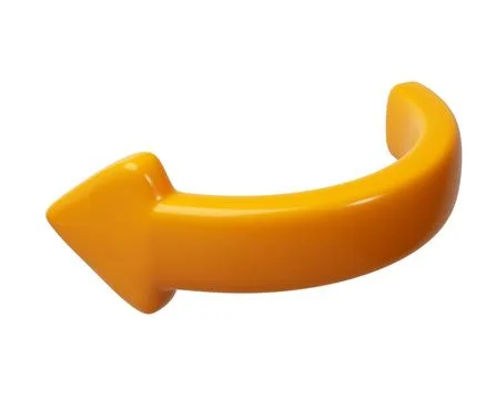 Orange 3d half circle arrows down direction. Arrow sign or icon for web button Stock Illustration