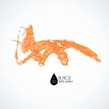 Orange 3D juice splash isolated on white Stock Illustration