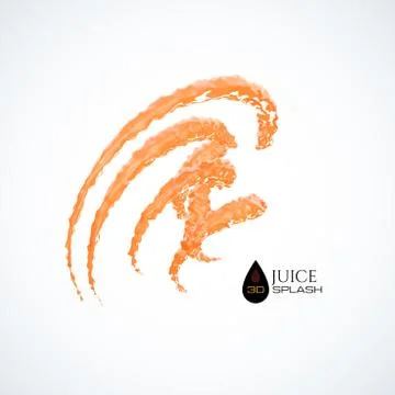 Orange 3D juice splash isolated on white Stock Illustration
