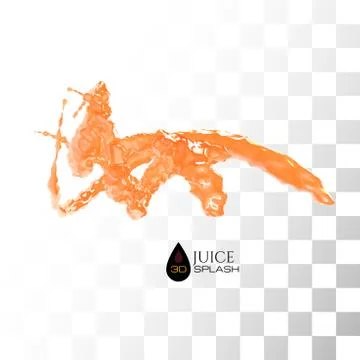 Orange 3D juice splash isolated on white Stock Illustration