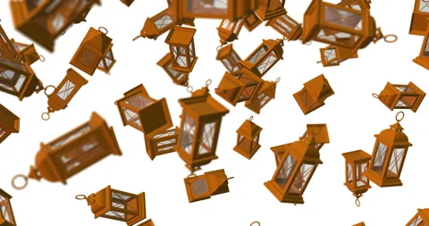 Orange 3D Lantern falling slow motion Stock Footage 160524491