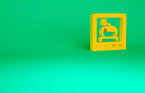 Orange 3D printing technology icon isolated on green background. Minimalism c Stock Illustration