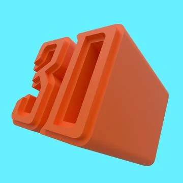 Orange 3D Text on a light blue background, 3D illustration Stock Illustration