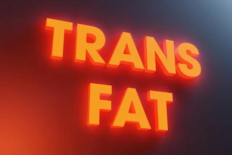 Orange 3D title TRANS FAT in food - shining illuminated. Stockillustratie