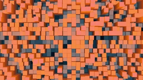 Orange 3D Vertical Polygon Box Extruded Animation Loop Stock Footage 247760925