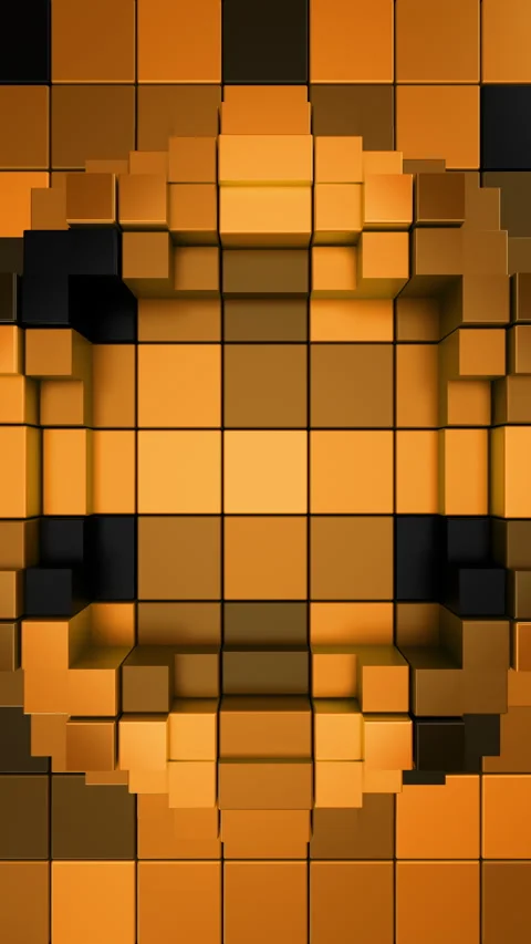 Orange 3D Voxel Geometric Vertical Pattern Background with Looping Motion. 3D Stock Footage 336310980