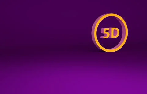 Orange 5d virtual reality icon isolated on purple background. Large three-dim Stock Illustration