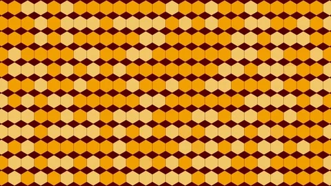Orange abstract background, gold hexagon, loop Stock Footage 76471852