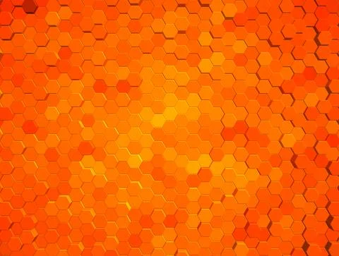 Orange abstract background with hexagons. Geometric backdrop 3D. Vector イラスト素材
