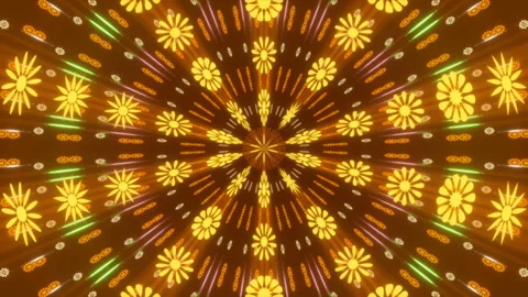Orange abstract background, motion flowers and particles, loop Stock Footage 91373099