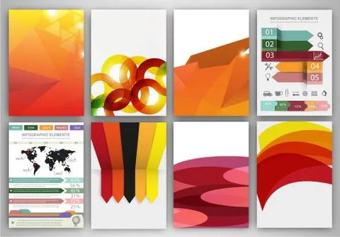 Orange abstract backgrounds and concept vector icons Stock Illustration