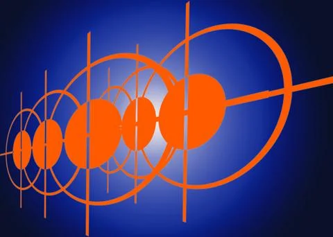 Orange abstract on blue background 스톡 일러스트