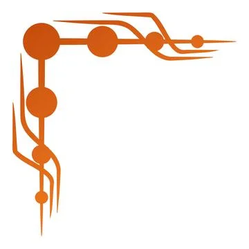 Orange abstract corner design connecting dots and lines Stock Illustration