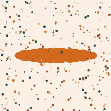 Orange abstract dot cloud with scattered dots on white background Stock Illustration