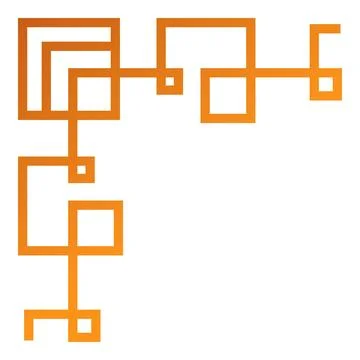 Orange abstract geometric corner frame connecting squares and rectangles イラスト素材