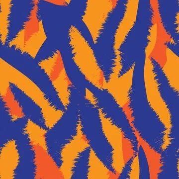 Orange Abstract Leopard Zebra brushstroke seamless pattern design Stock Illustration