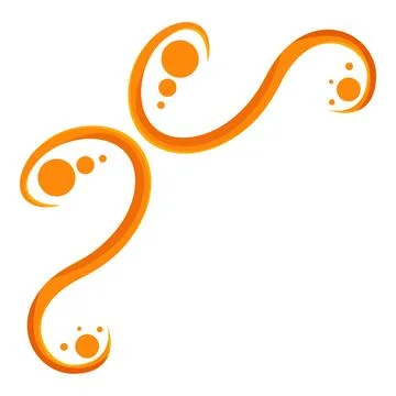 Orange abstract lines and circles creating a dynamic corner design Stock Illustration