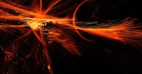 Orange Abstract Lines Curves Particles Background Stock Illustration