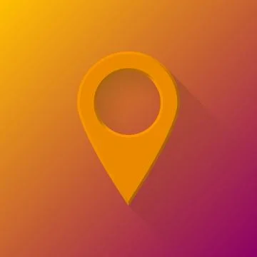 Orange Abstract Map Pointer Button Stock Illustration