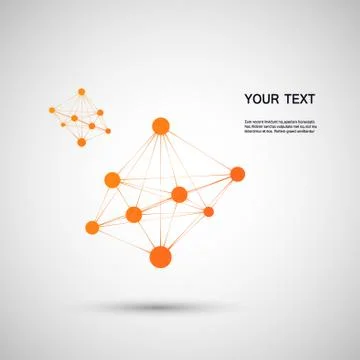 Orange abstract molecule on a white background Stock Illustration