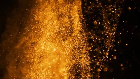 Orange Abstract Particles In Motion On Black Background Stock Footage 182813051