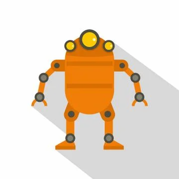 Orange abstract robot icon, flat style Stock Illustration