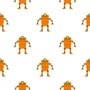 Orange abstract robot pattern seamless Stock Illustration
