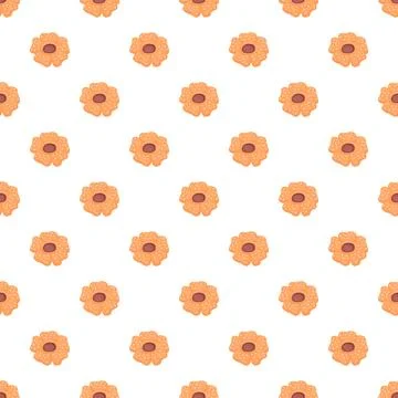 Orange abstract seamless flower pattern on white background 스톡 일러스트