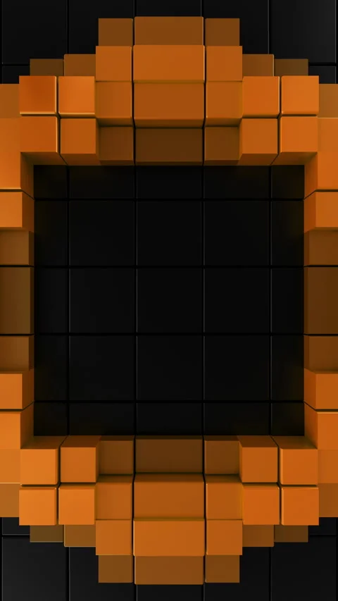 Orange Abstract Split Vertical Ring Futuristic Seamless 3D Loop Animation. 3D Stock Footage 331904530